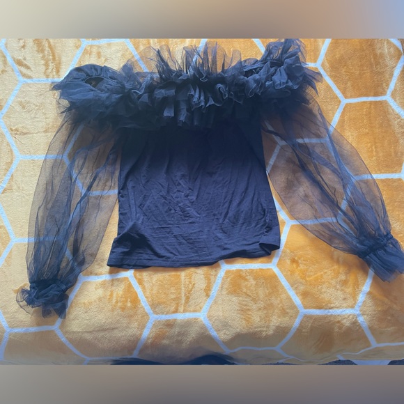 Mesh Sleeve Ruffle Top - Picture 1 of 3